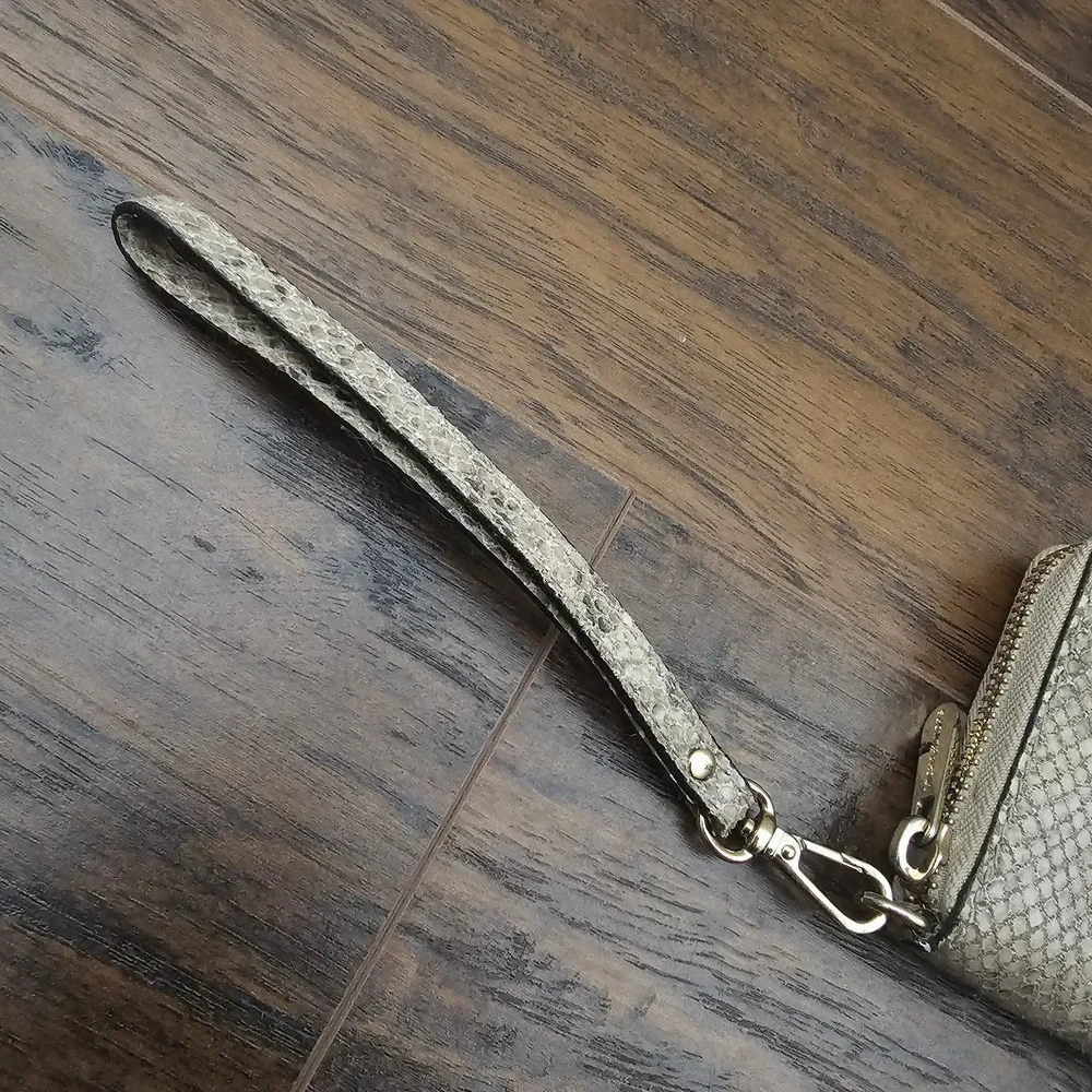 Michael Kors Animal Print‎ Snake Wallet Wristlet Gray Gold Hardware Zip